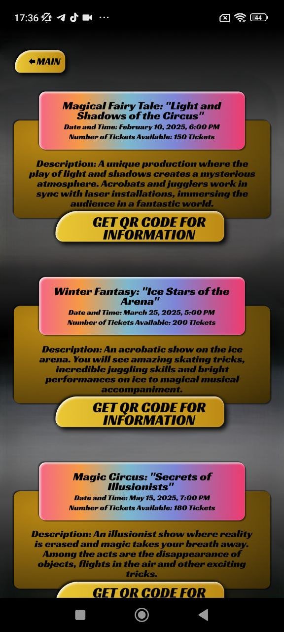 Ticket and seat selection screen